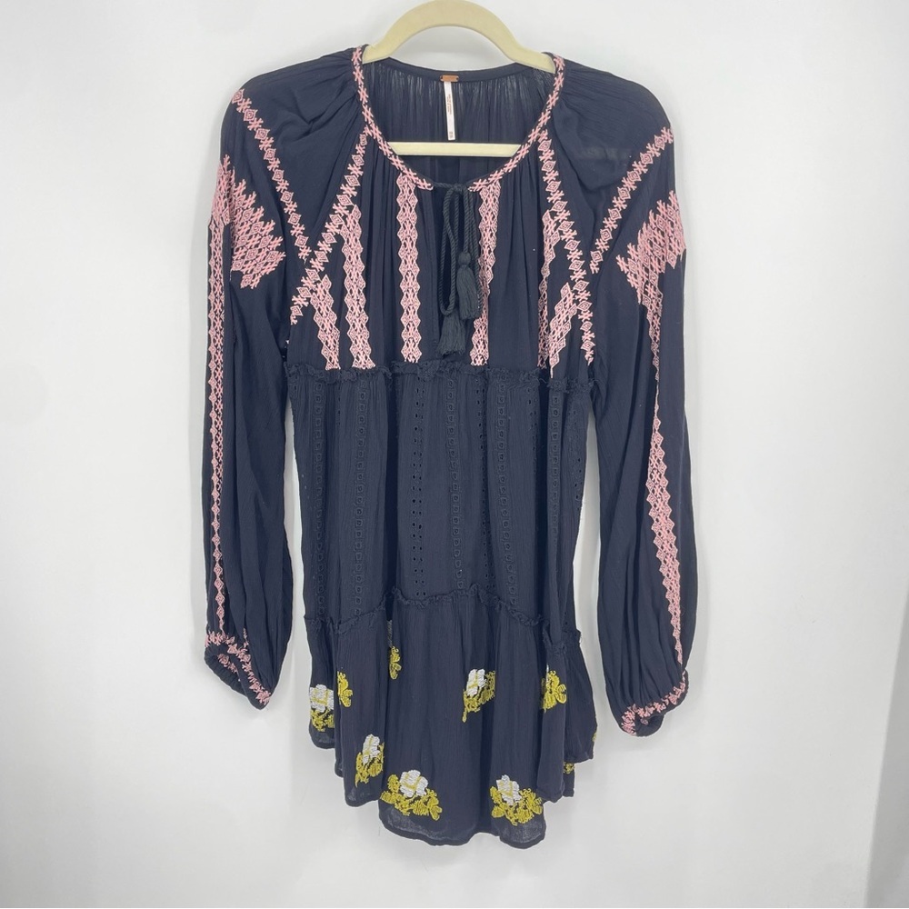 Free People Black and Pink Mini Dress